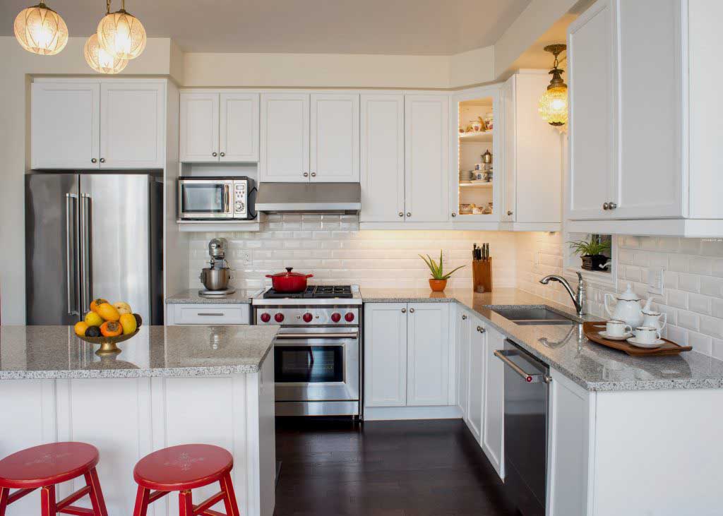 Kitchen with stainless steel appliances